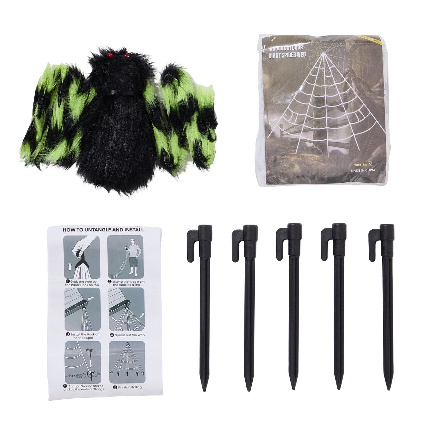 Giant Halloween Spider Decoration with 7m Web