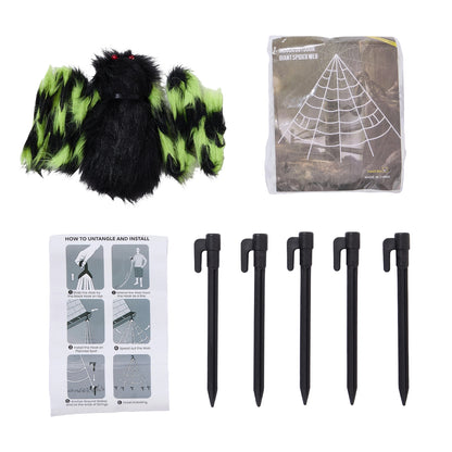 Giant Halloween Spider Decoration with 7m Web