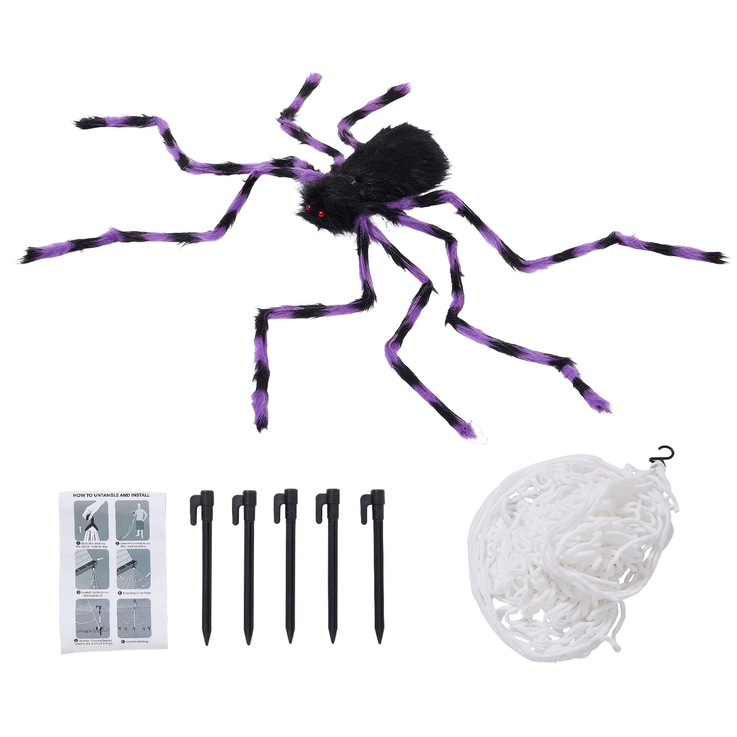 Giant Halloween Spider Decoration with 7m Web