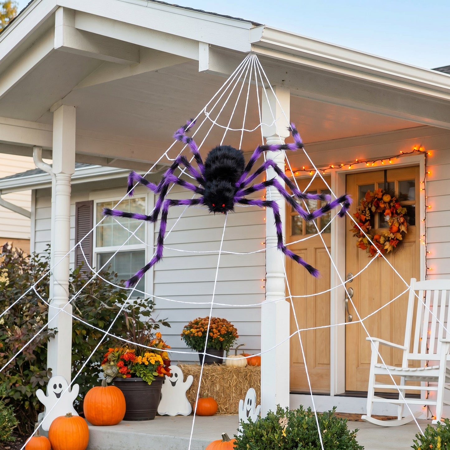 Giant Halloween Spider Decoration with 7m Web