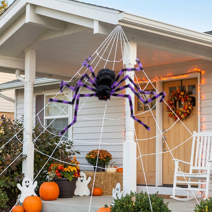 Giant Halloween Spider Decoration with 7m Web