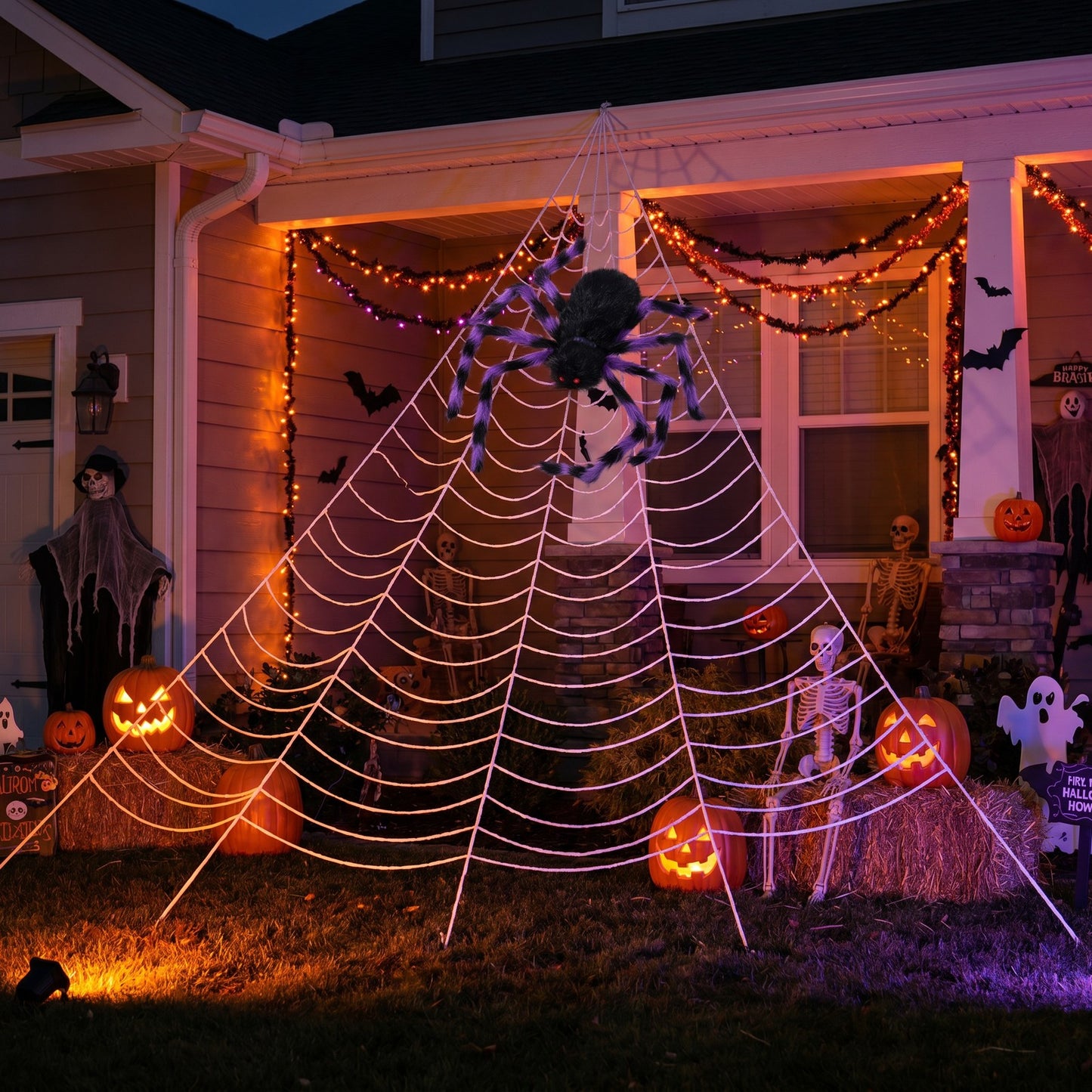 Giant Halloween Spider Decoration with 7m Web