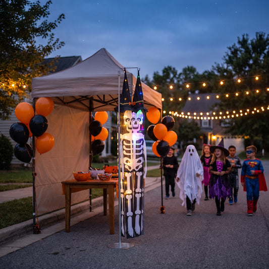 2 PCS Halloween Skeleton Windsocks with Led Lights
