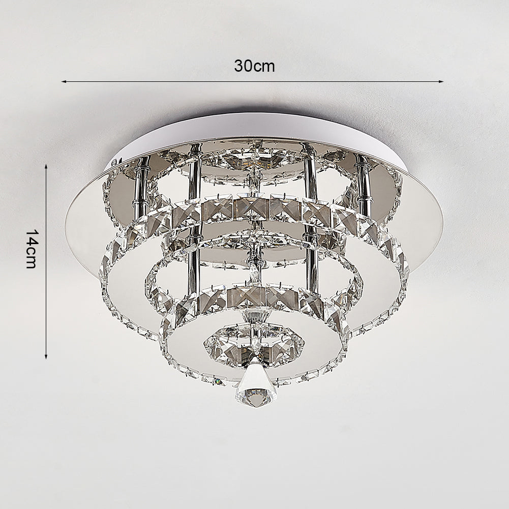 Modern Double tiers Median Crystal LED Ceiling Light