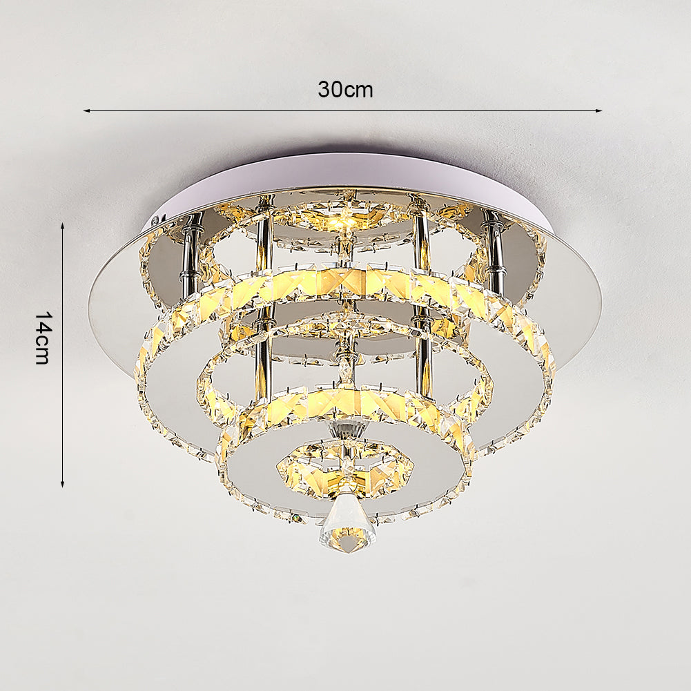 Modern Double-tiers Median-size Crystal LED Ceiling Light