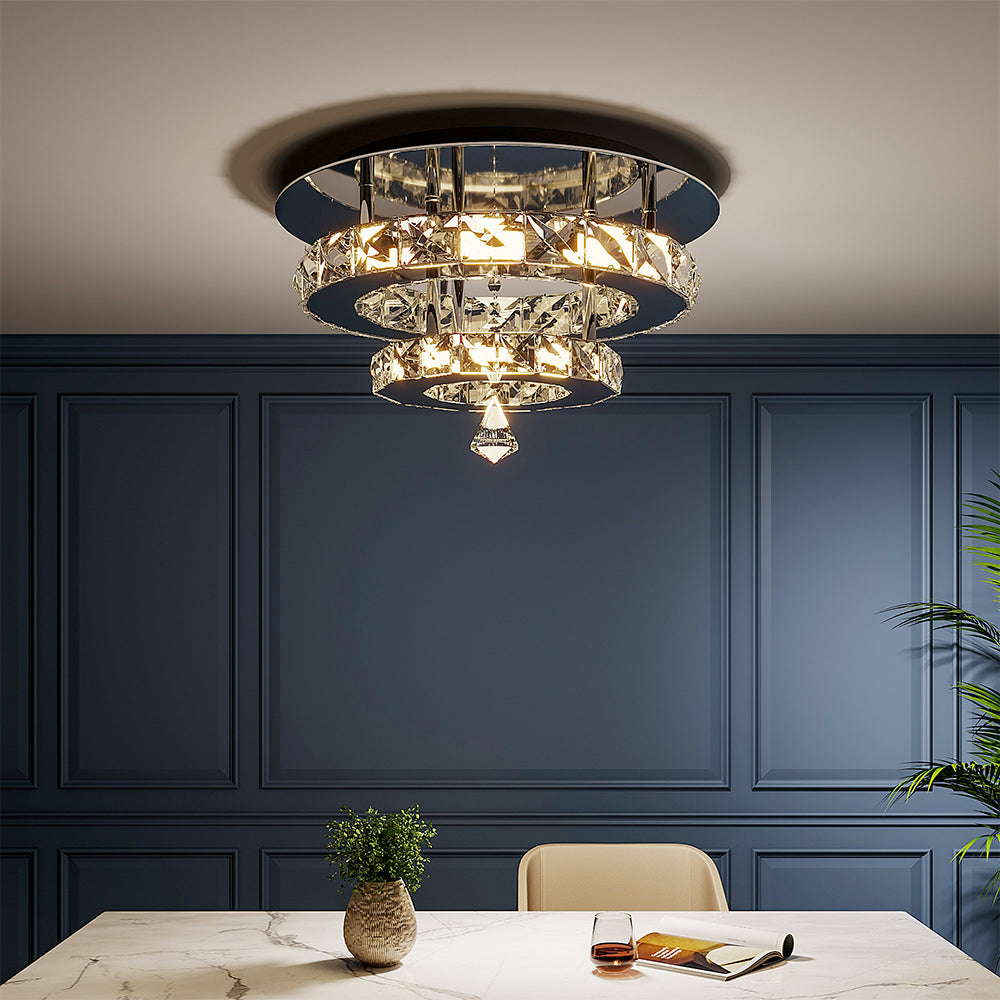 Modern Double-tiers Median-size Crystal LED Ceiling Light