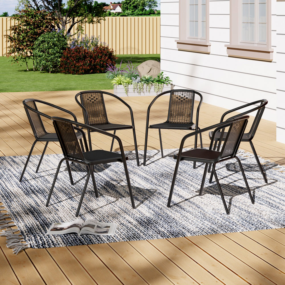 6 Pcs Black Outdoor Dining Chairs