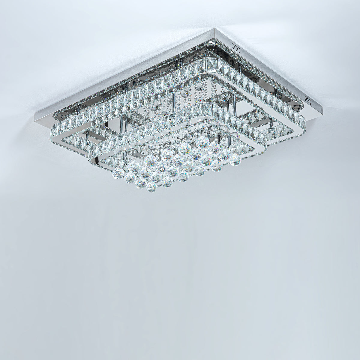80cm Wide Double-Tier Crystal LED Ceiling Light 100W