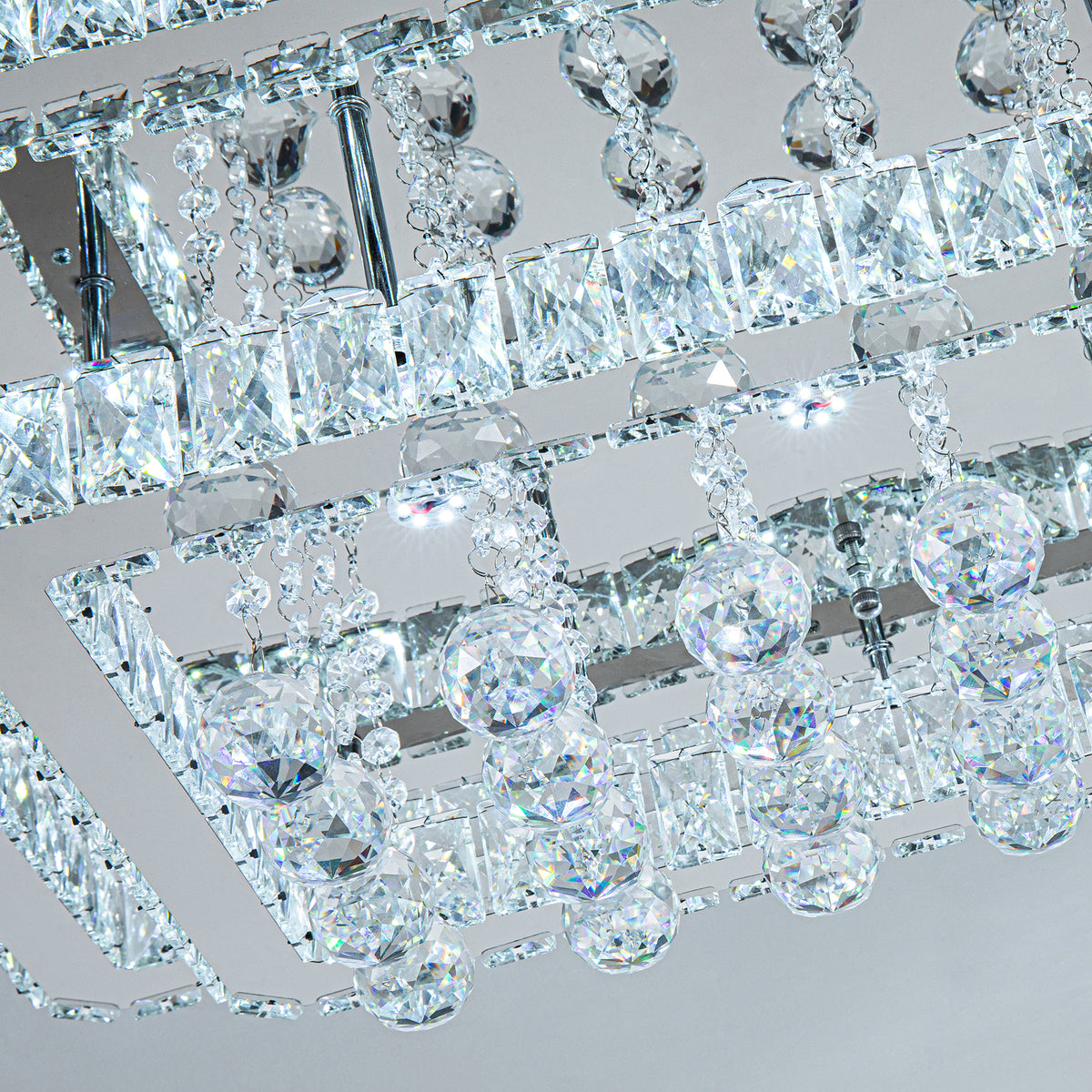 80cm Wide Double-Tier Crystal LED Ceiling Light 100W