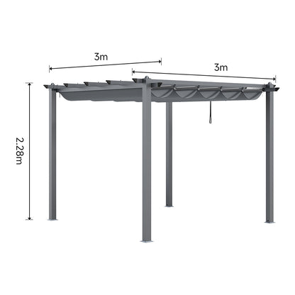 Aluminum Framed Garden Pergola with Retractable Canopy