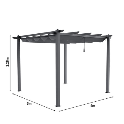 Aluminum Framed Garden Pergola with Retractable Canopy