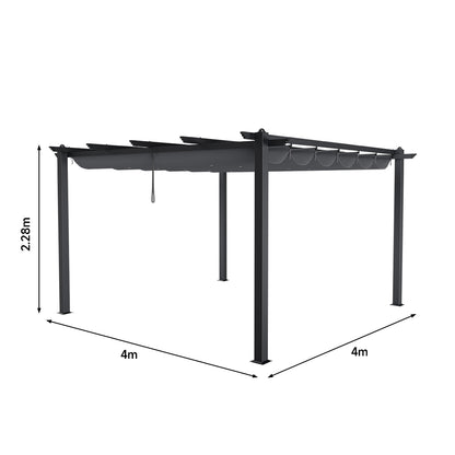 Aluminum Framed Garden Pergola with Retractable Canopy