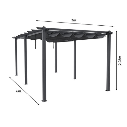 Aluminum Framed Garden Pergola with Retractable Canopy