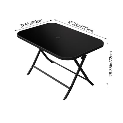 Metal Frame Table with Tempered Glass Top