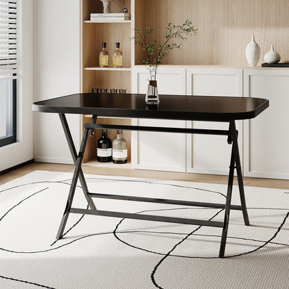 Metal Frame Table with Tempered Glass Top