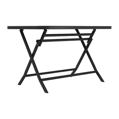 Metal Frame Table with Tempered Glass Top