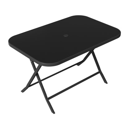 Metal Frame Table with Tempered Glass Top