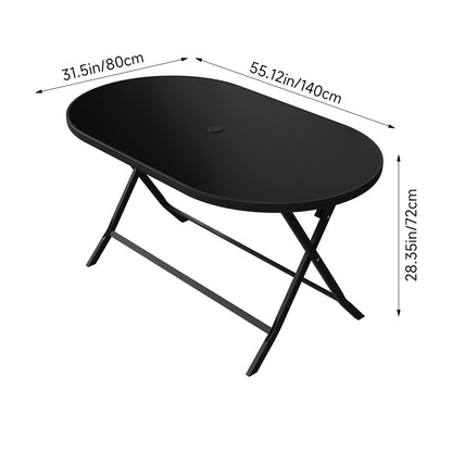 Metal Frame Table with Tempered Glass Top