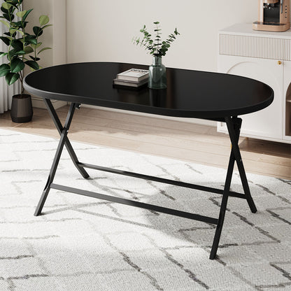 Metal Frame Table with Tempered Glass Top