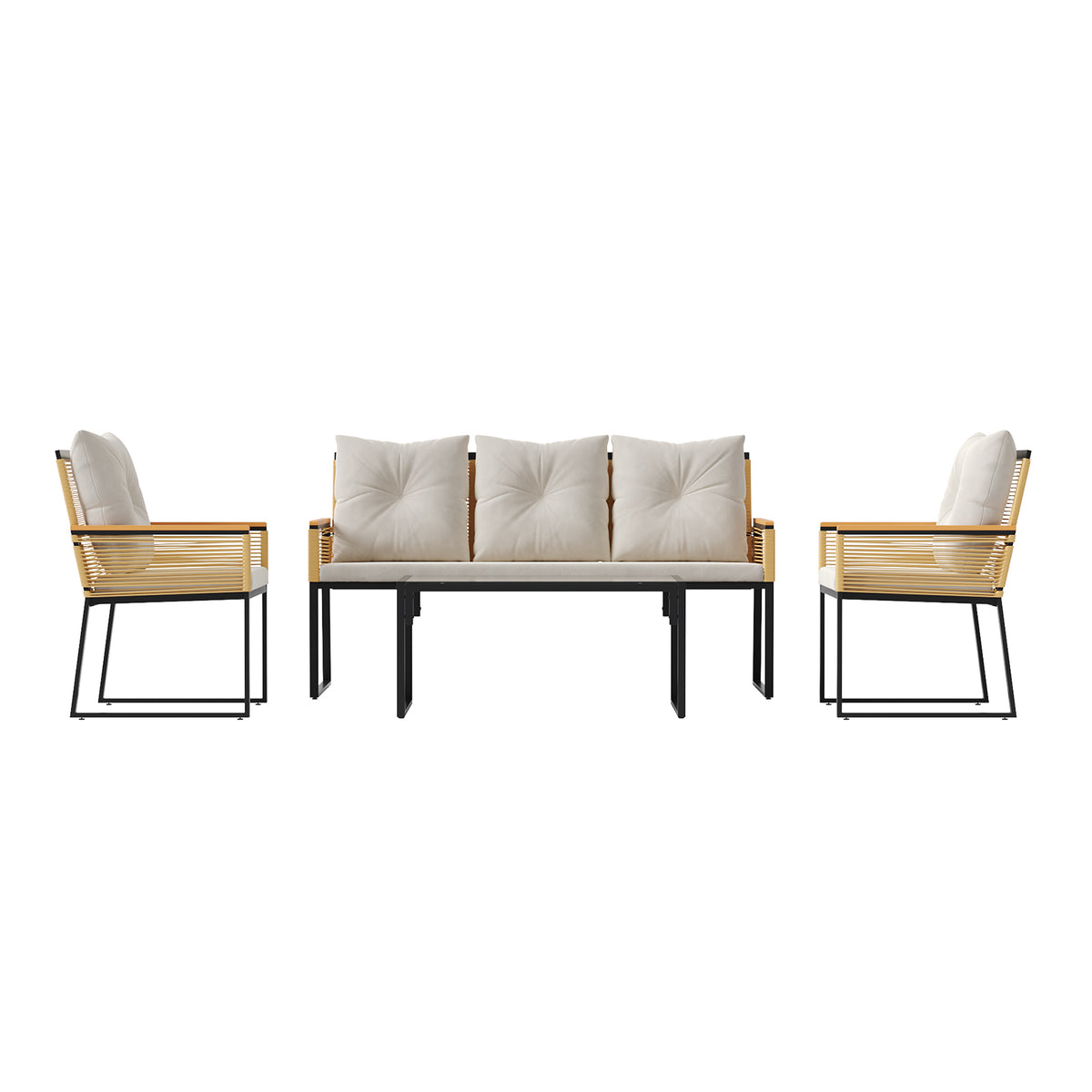 5 Seats with Indoor/Outdoor Rattan Sofa Coffee Table