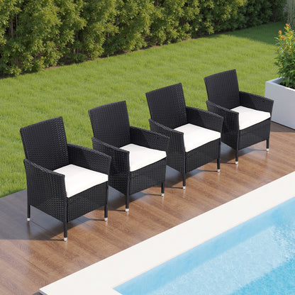 Set of 4 Rattan Chairs Garden Furniture
