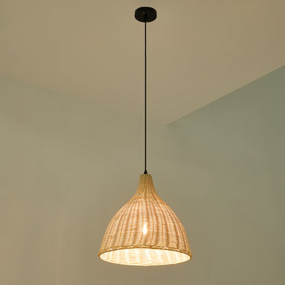 Rattan-Woven Pendant Light