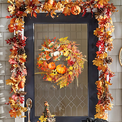 Halloween Artificial Pumpkin Maple Leaves Wreath