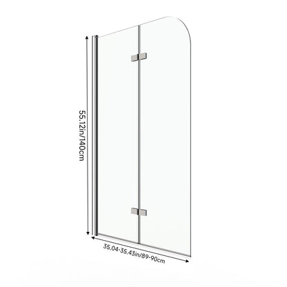 180 Degree Rotation 2-Section Hinged Over Bath Shower Screen