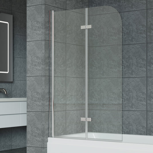 180 Degree Rotation 2-Section Hinged Over Bath Shower Screen