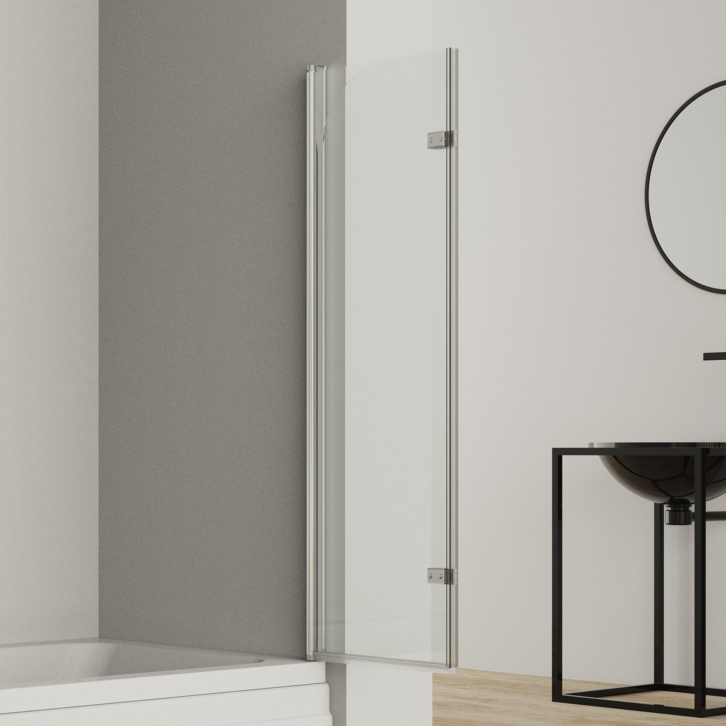 180 Degree Rotation 2-Section Hinged Over Bath Shower Screen