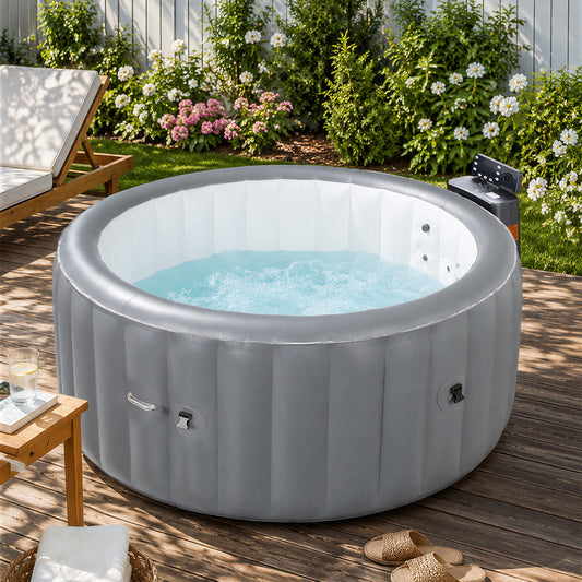 180cm x 71cm Grey Inflatable Hot Tub with Bubble Massage