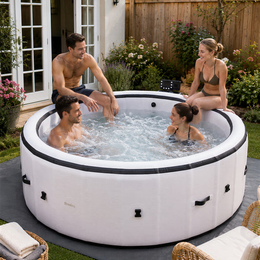 206cm x 71cm White Inflatable Hot Tub with Bubble Massage