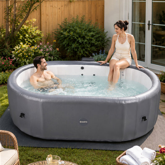 255cm x 71cm Grey Inflatable Hot Tub with Bubble Massage