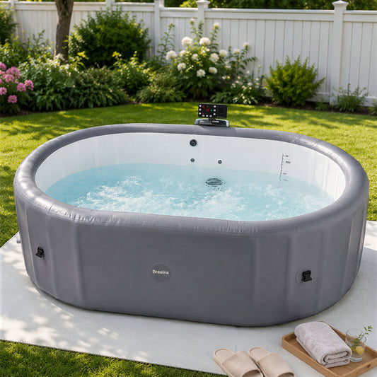 255cm x 71cm Grey Inflatable Hot Tub with Bubble Massage