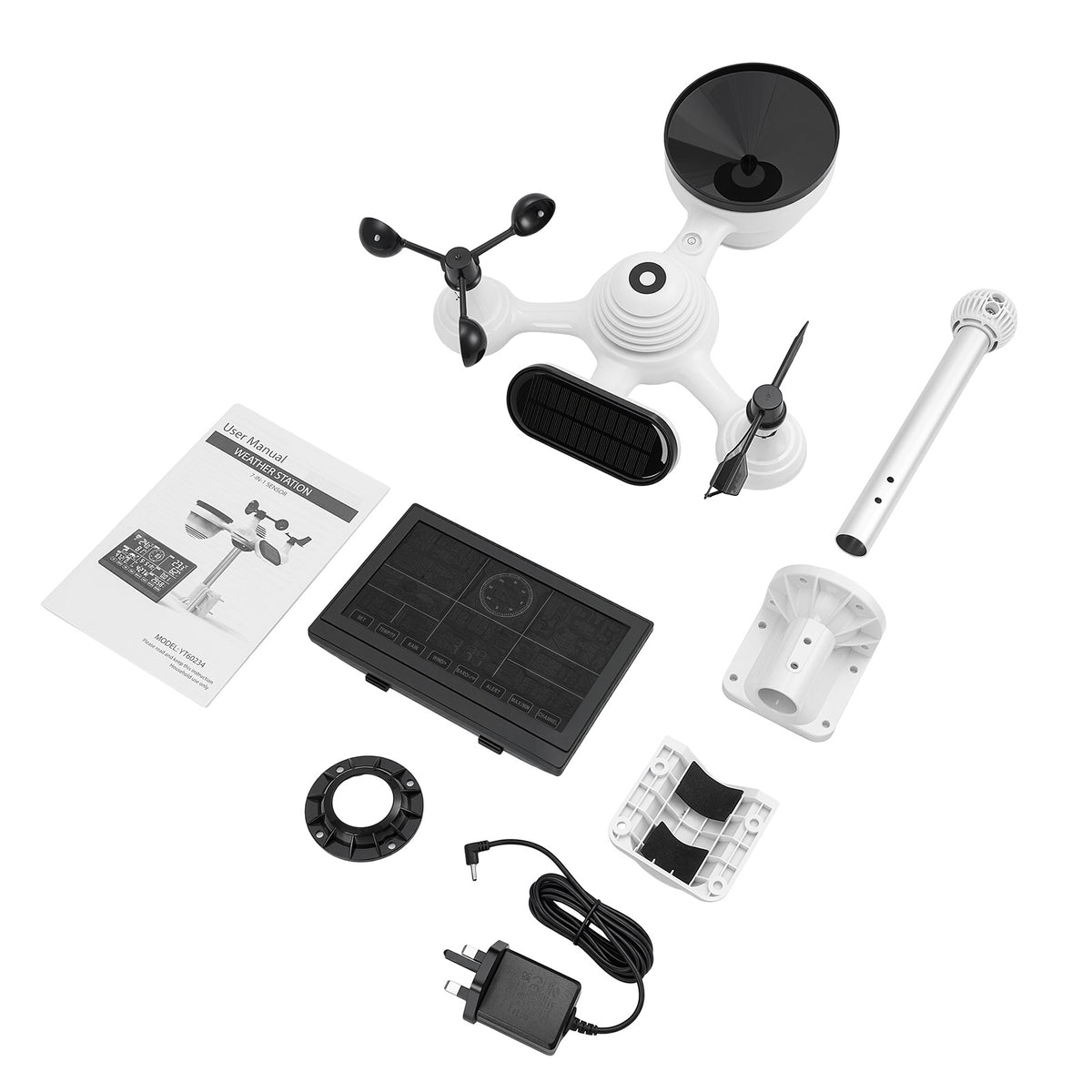 Wifi Colour Digital Weather Station with 7-in-1 Solar-Powered Outdoor Sensor