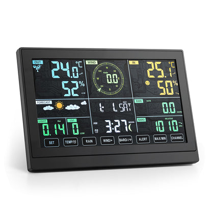 Wifi Colour Digital Weather Station with 7-in-1 Solar-Powered Outdoor Sensor