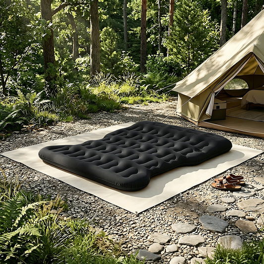 Inflatable Flocked Car Air Mattress with Built-in Pump