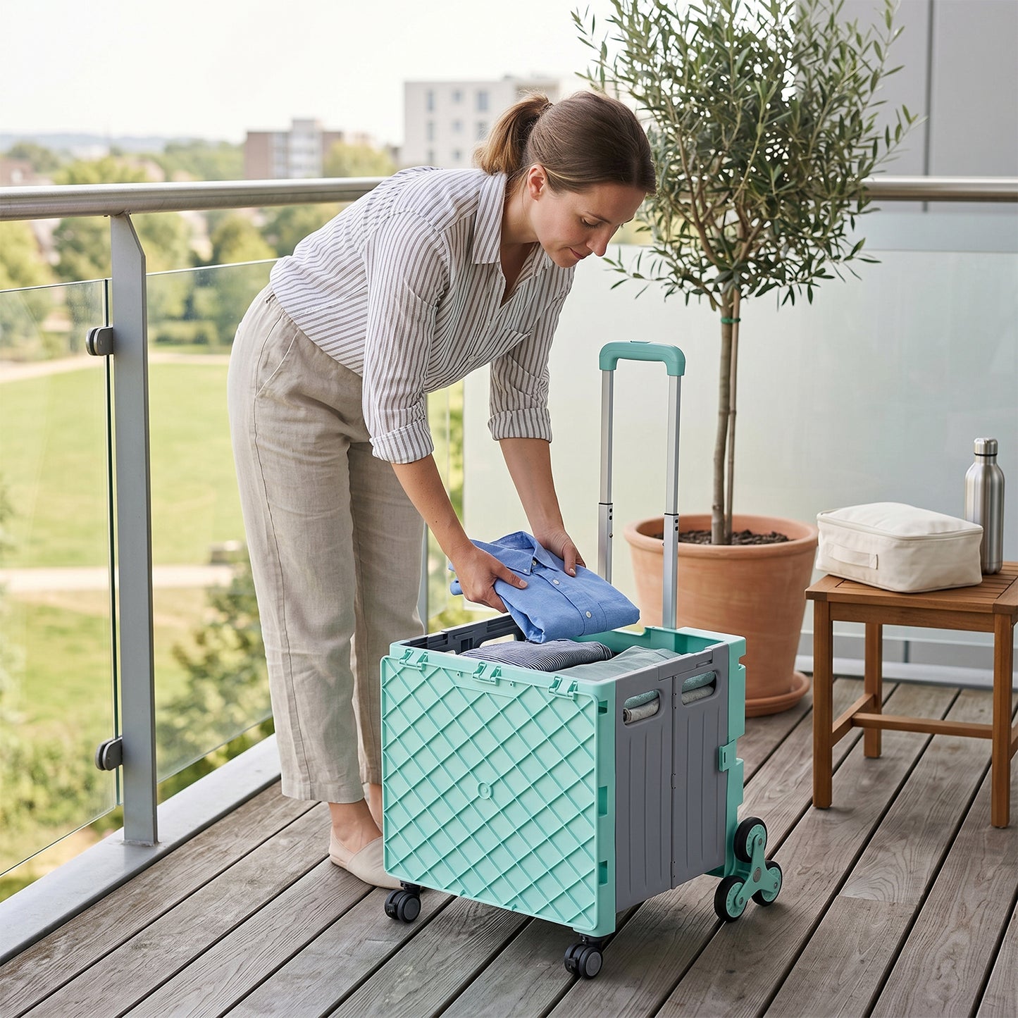 Folding 55L Shopping Trolley Cart with Wheels