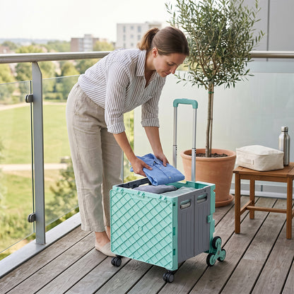 Folding 55L Shopping Trolley Cart with Wheels