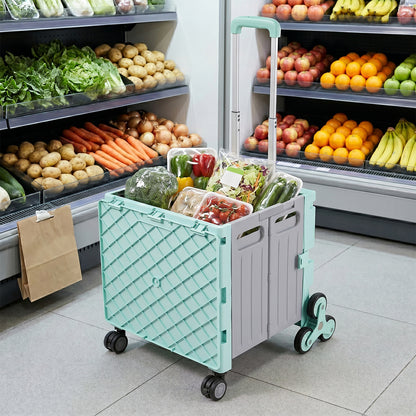 Folding 55L Shopping Trolley Cart with Wheels