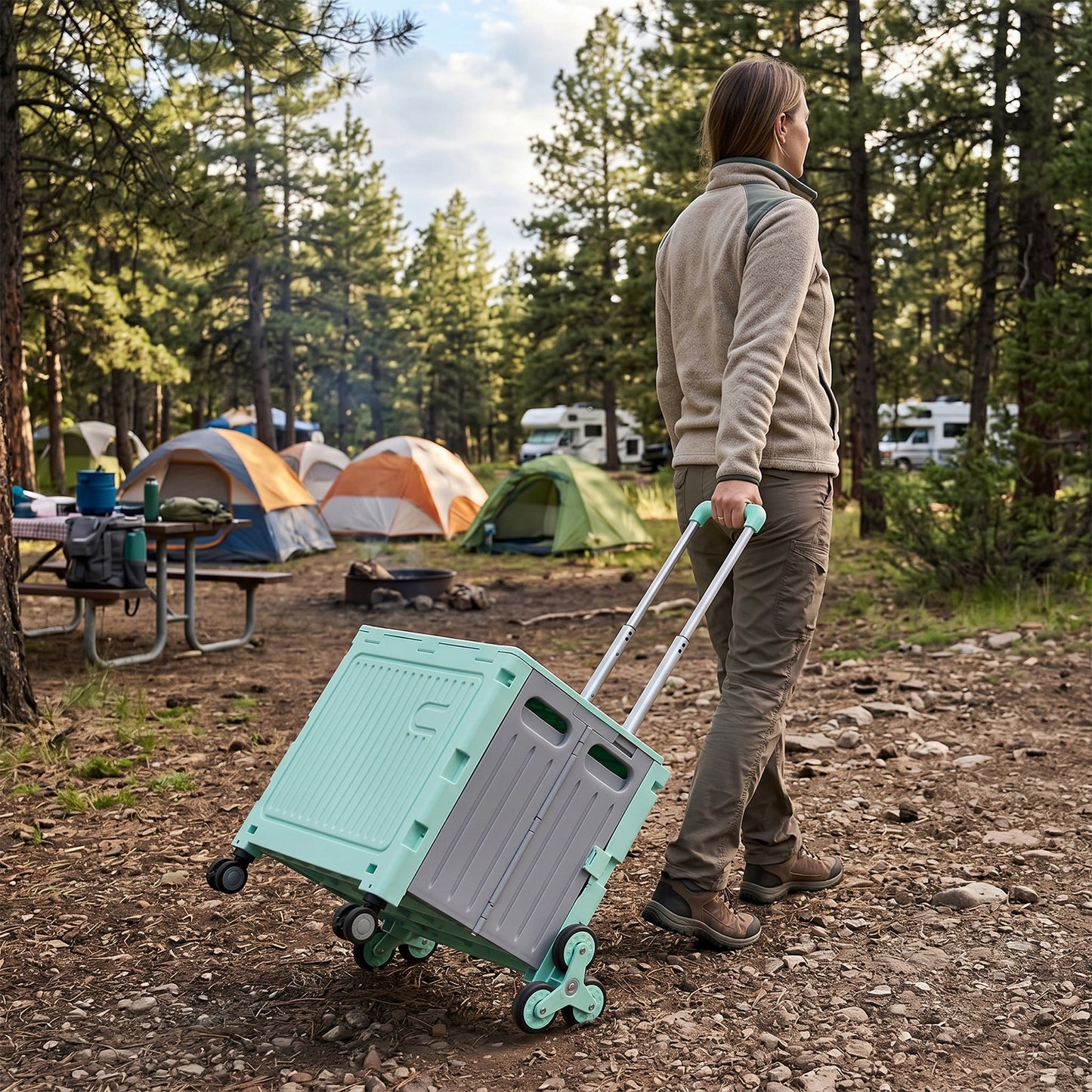 Folding 55L Shopping Trolley Cart with Wheels