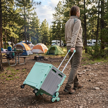 Folding 55L Shopping Trolley Cart with Wheels