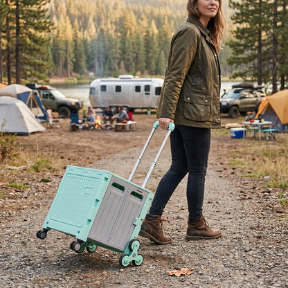 Folding 55L Shopping Trolley Cart with Wheels