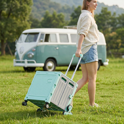 Folding 55L Shopping Trolley Cart with Wheels