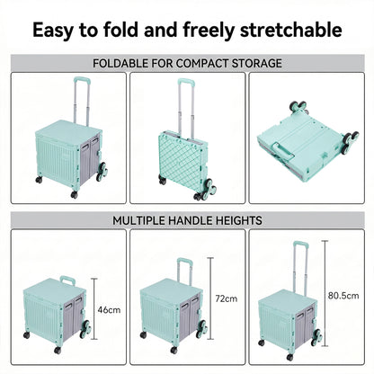 Folding 55L Shopping Trolley Cart with Wheels