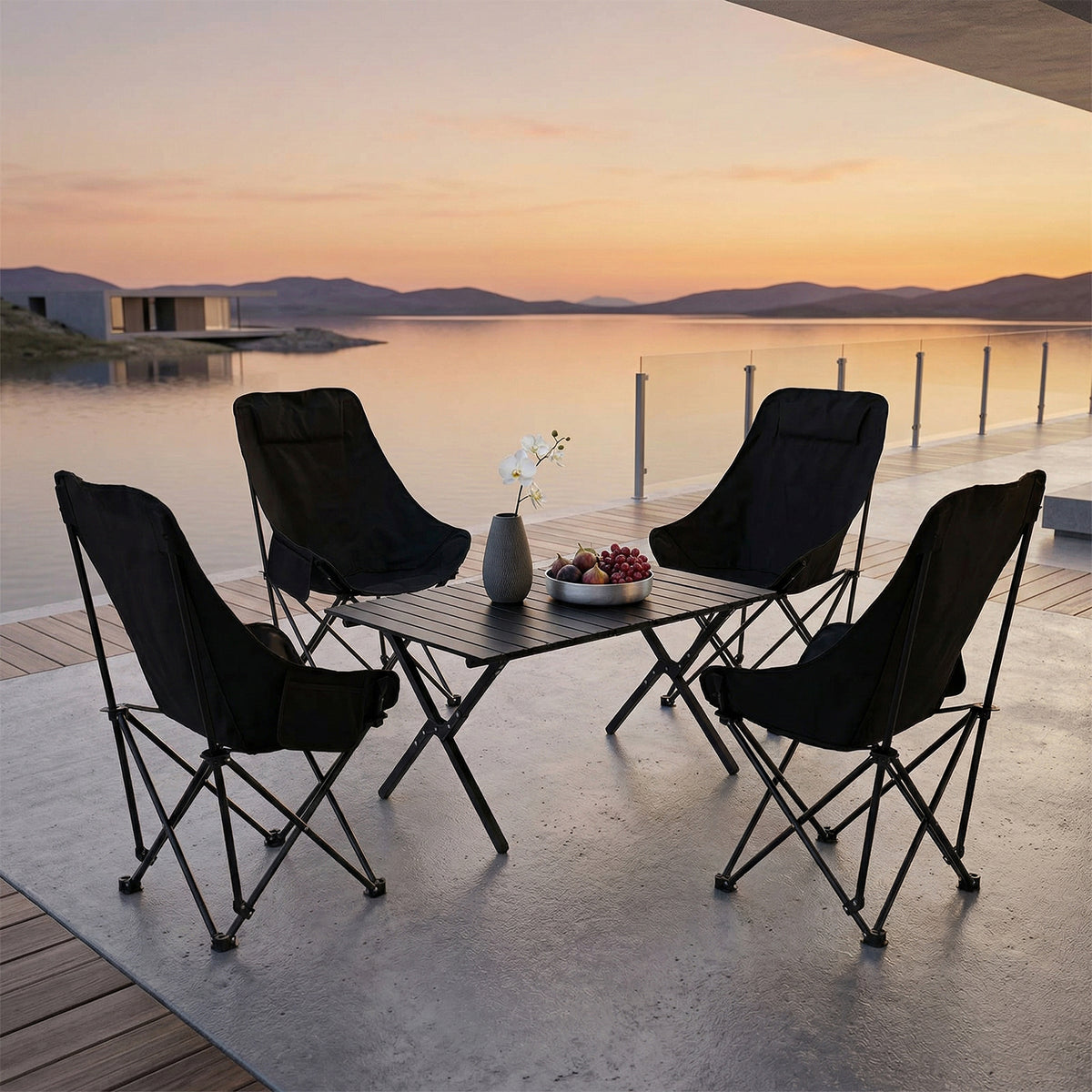 Portable Folding Camping Table with 4 Chairs