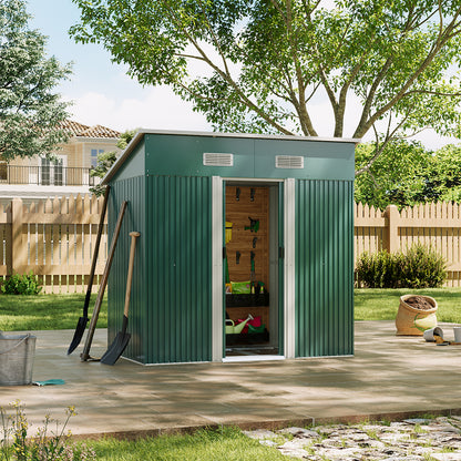 Metal Garden Storage Shed with Pent Roof & Base Frame