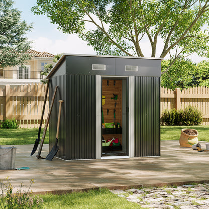 Metal Garden Storage Shed with Pent Roof & Base Frame