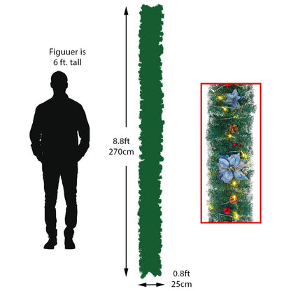 270cm Spruce Artificial Greenery Christmas Garland with 50 LED Warm White Lights