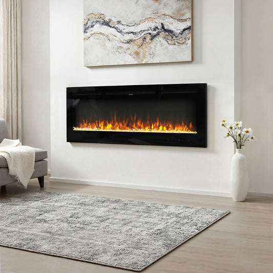 50 Inch Recessed/Wall Mounted Electric Fireplace with Remote